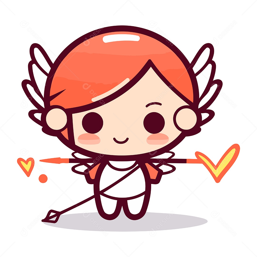 Cupido de Desenho Animado com Flecha Ilustração Vetor EPS