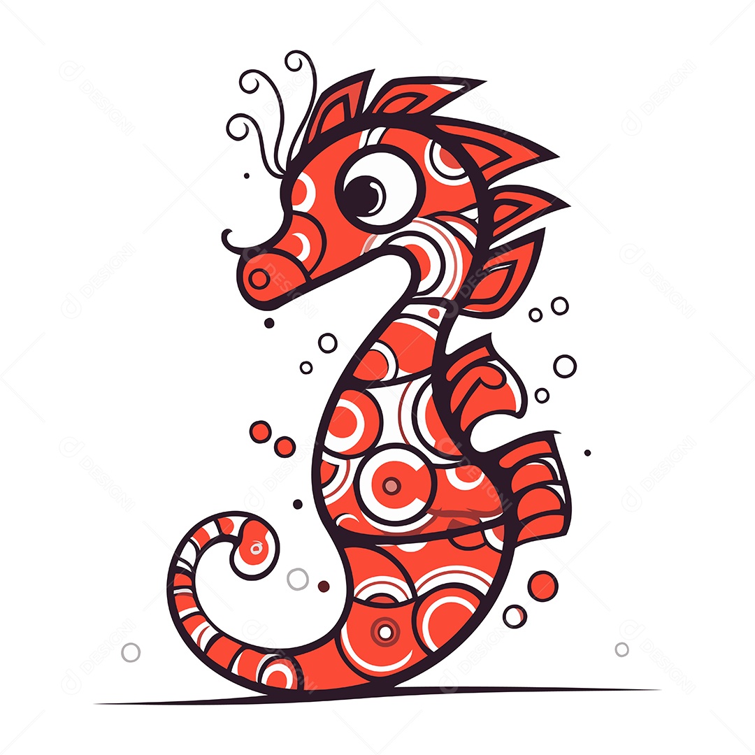 Cavalo Marinho de Desenho Animado Ilustração Vetor EPS