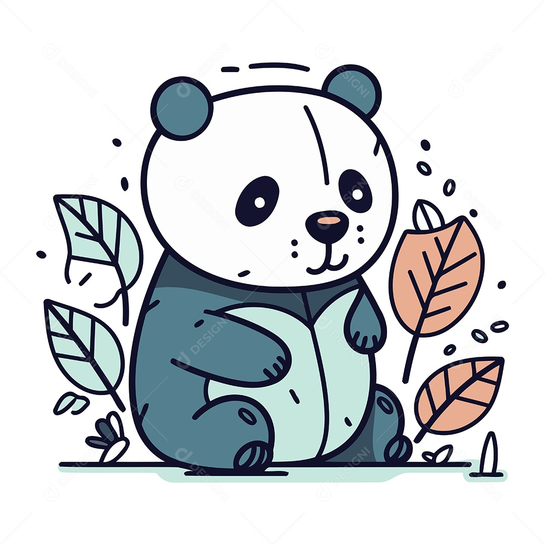 Panda Fofo de Desenho Animado Ilustração Vetor EPS