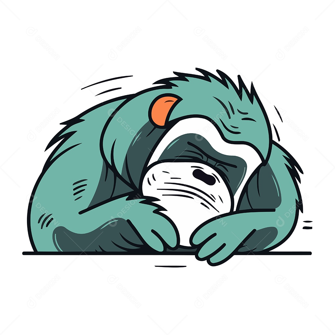 Preguiça de Desenho Animado Dormindo Ilustração Vetor EPS