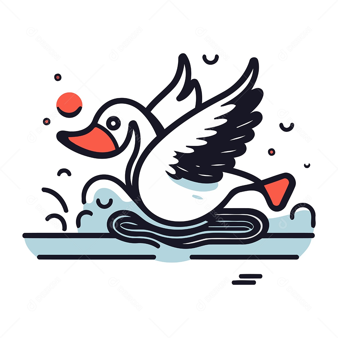 Pato Nadando no Mar Ilustração Vetor EPS