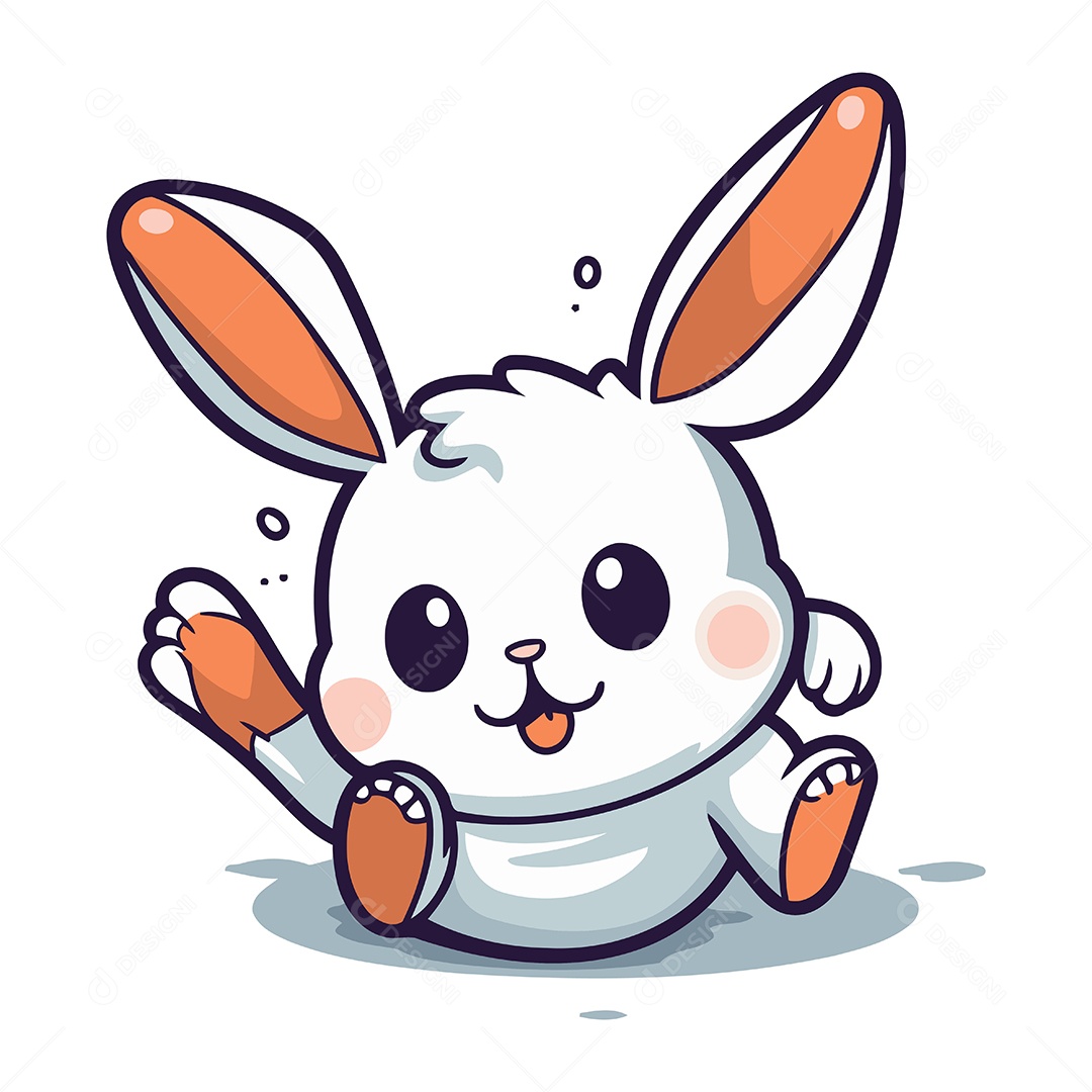 Coelhinho Branco Fofo Ilustração Vetor EPS