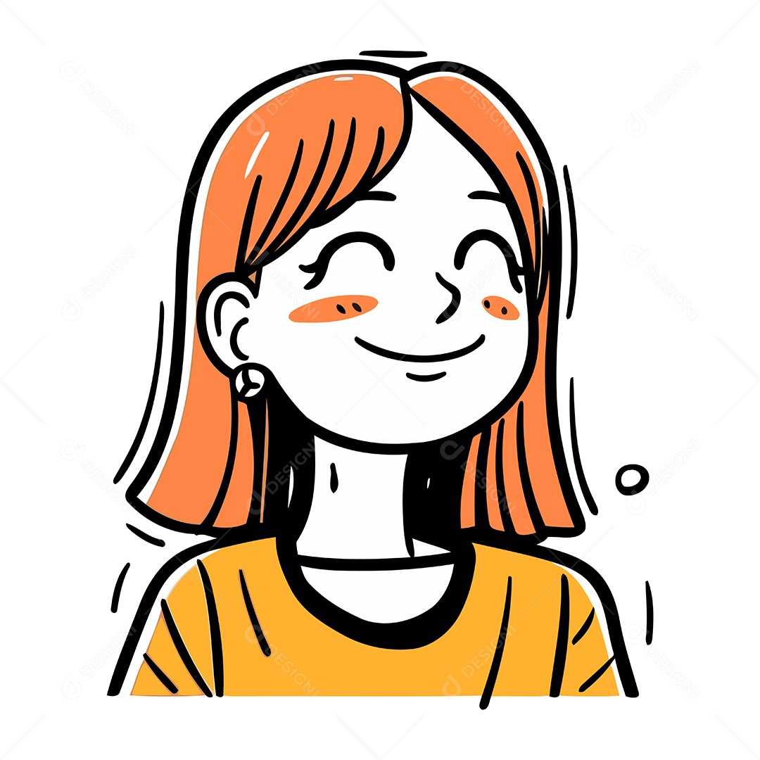 Menina Sorridente com Cabelo Ruivo Ilustração Vetor EPS