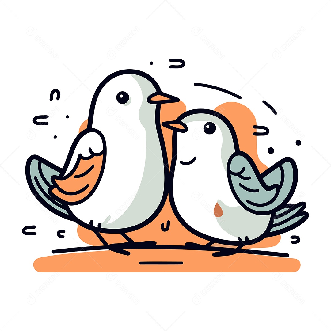 Pássaros Fofo de Desenho Animado Ilustração Vetor EPS