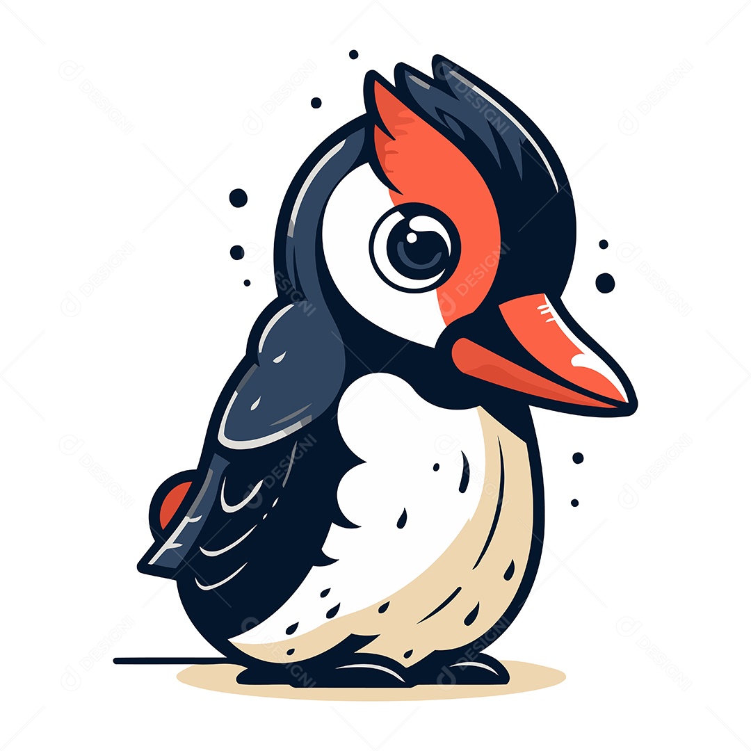 Filhote de Pica Pau Desenho Animado Ilustração Vetor EPS