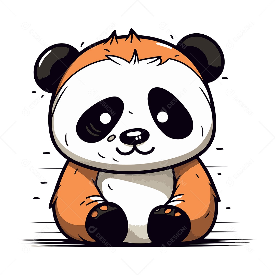 Panda Fofo de Desenho Animado Ilustração Vetor EPS