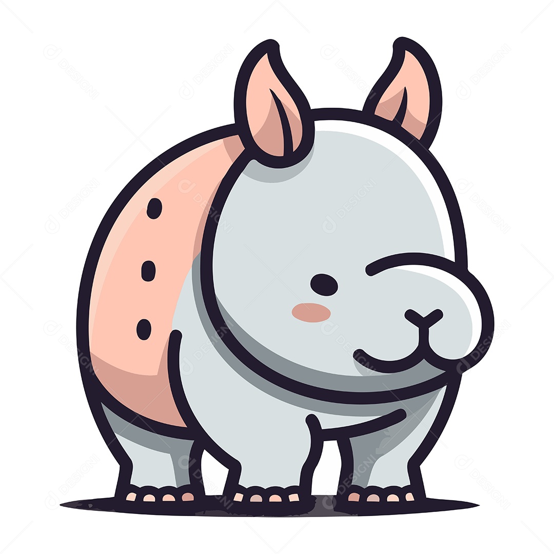 Rinoceronte de Desenho Animado Ilustração Vetor EPS