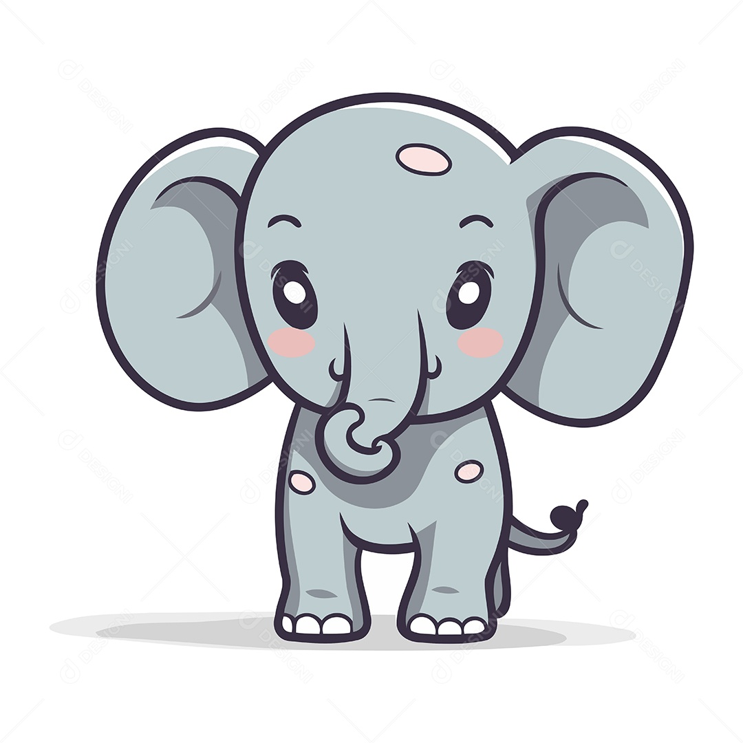 Elefante Fofo de Desenho Animado Ilustração Vetor EPS