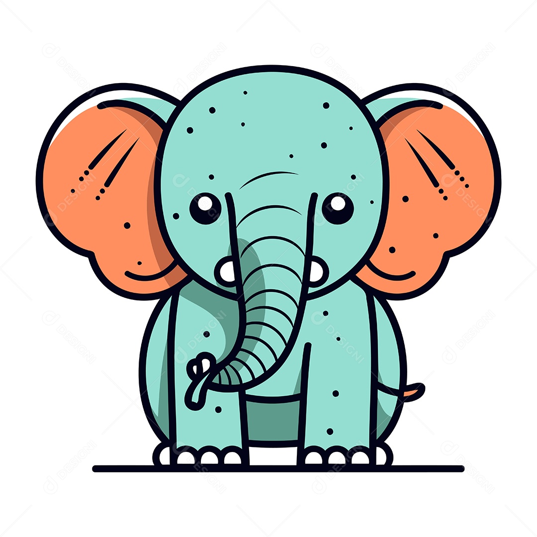 Elefante de Desenho Animado Ilustração Vetor EPS