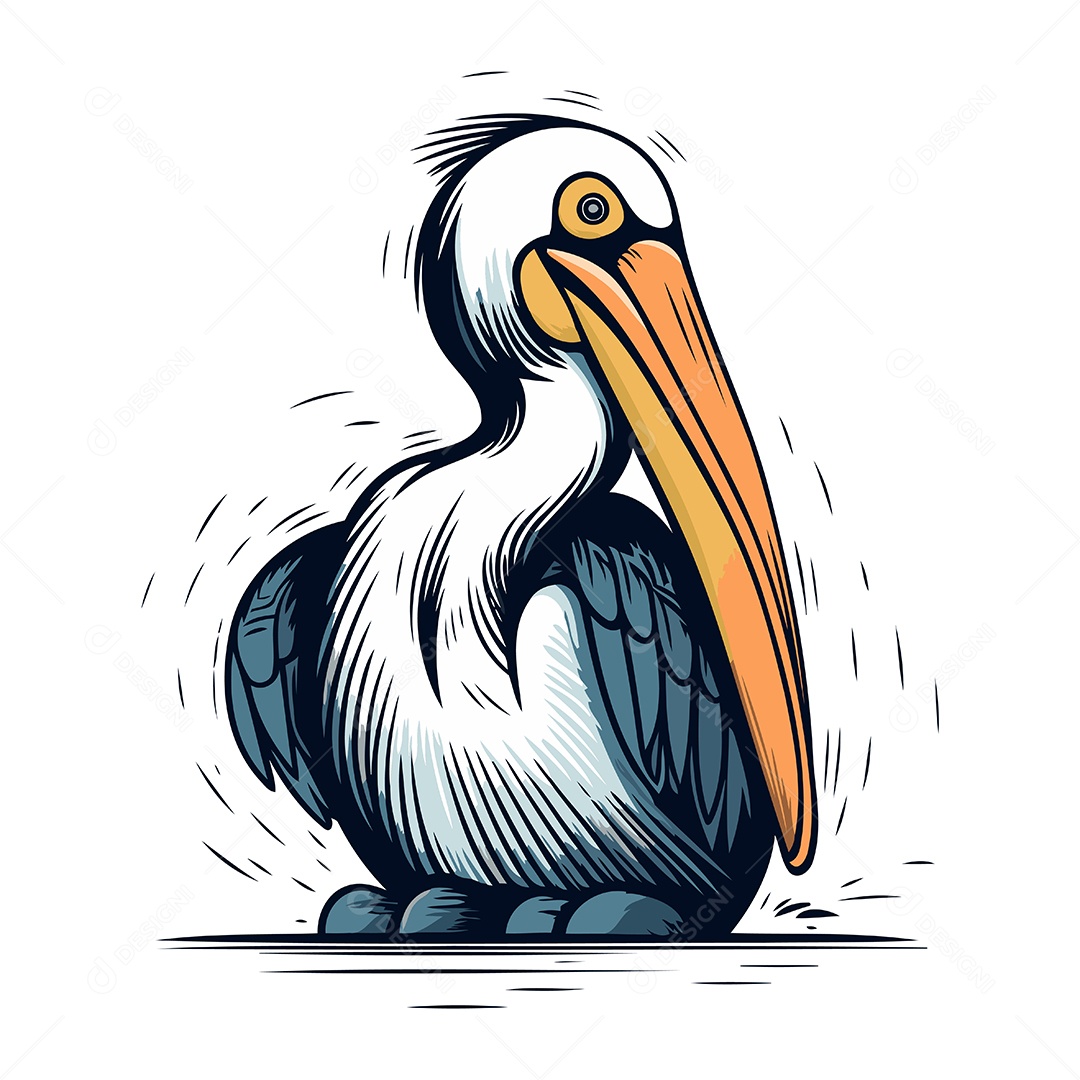 Pelicano de Desenho Animado Ilustração Vetor EPS