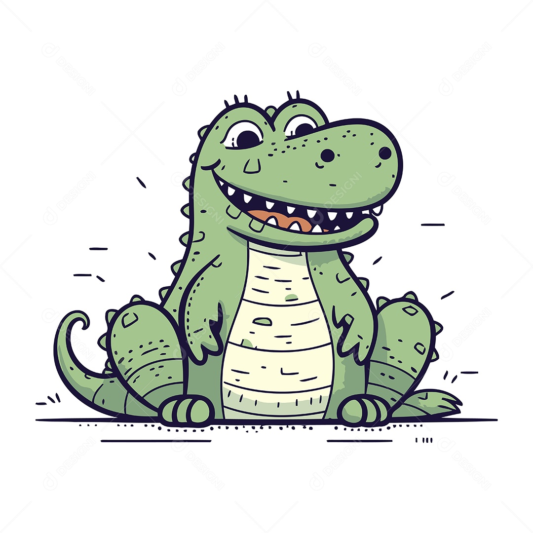 Crocodilo de Desenho Animado Ilustração Vetor EPS