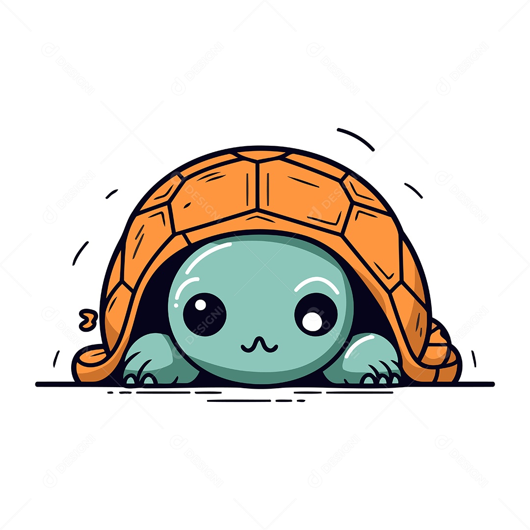 Tartaruga de Desenho Animado Ilustração Vetor EPS