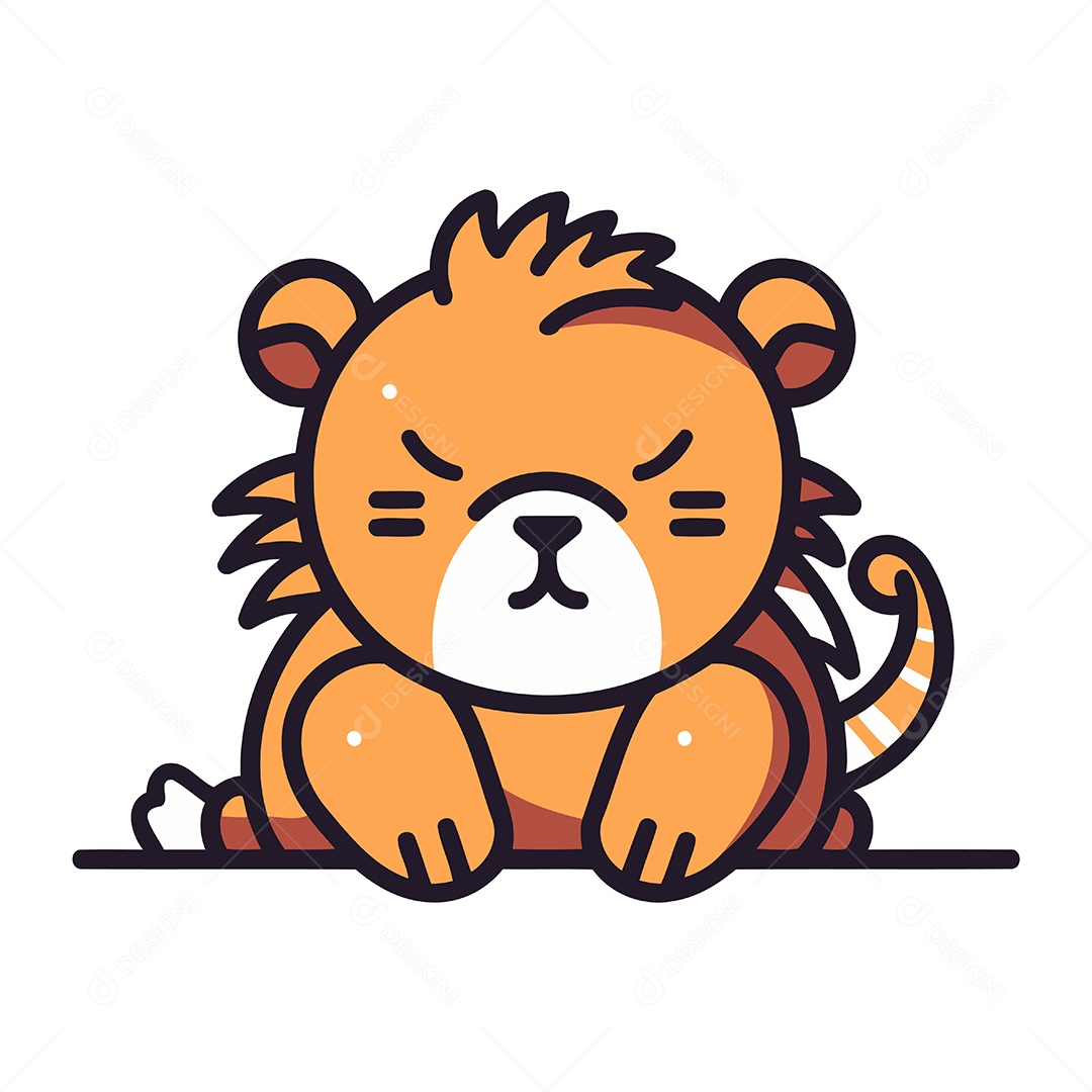 Leão de Desenho Animado Ilustração Vetor EPS