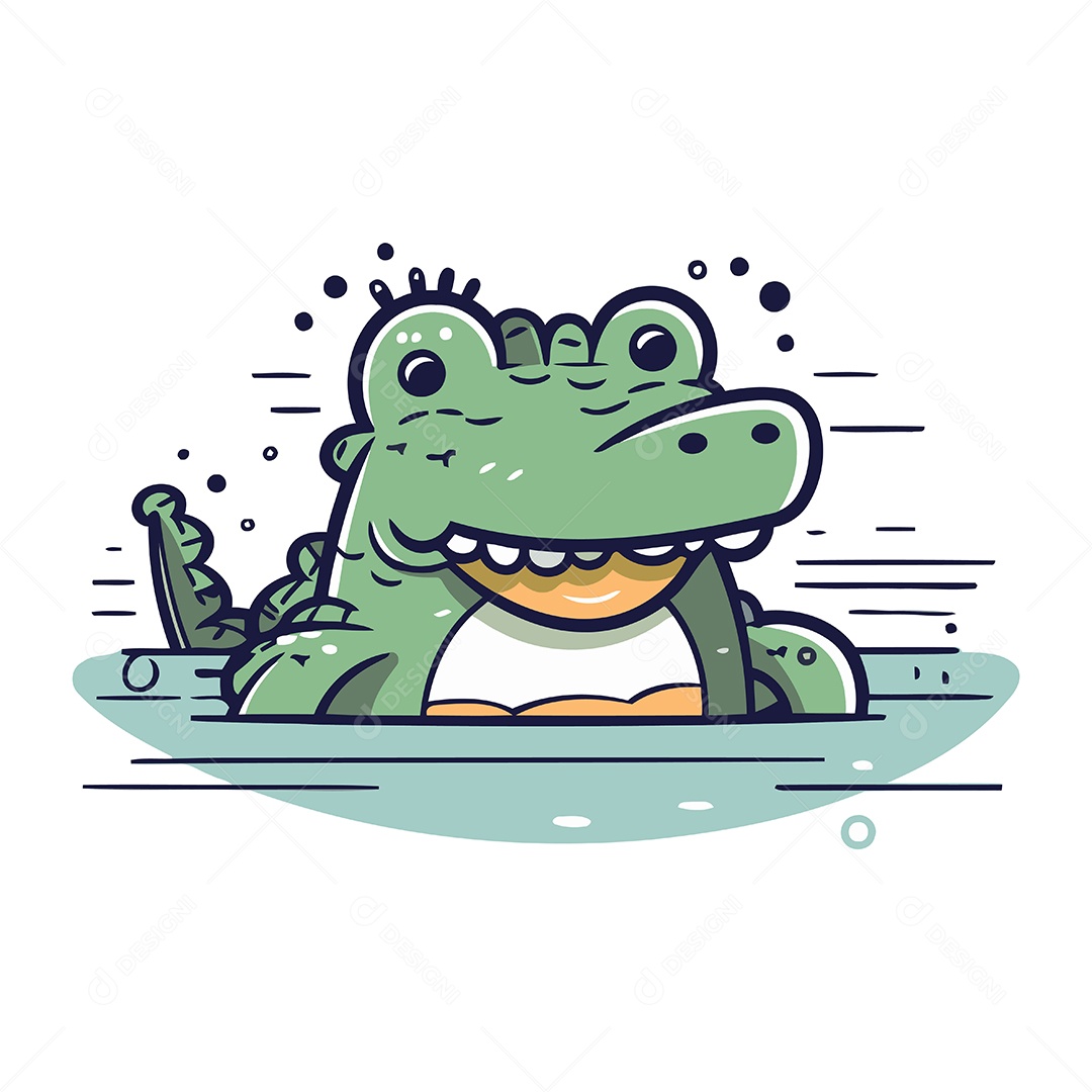 Crocodilo de Desenho Animado Ilustração Vetor EPS