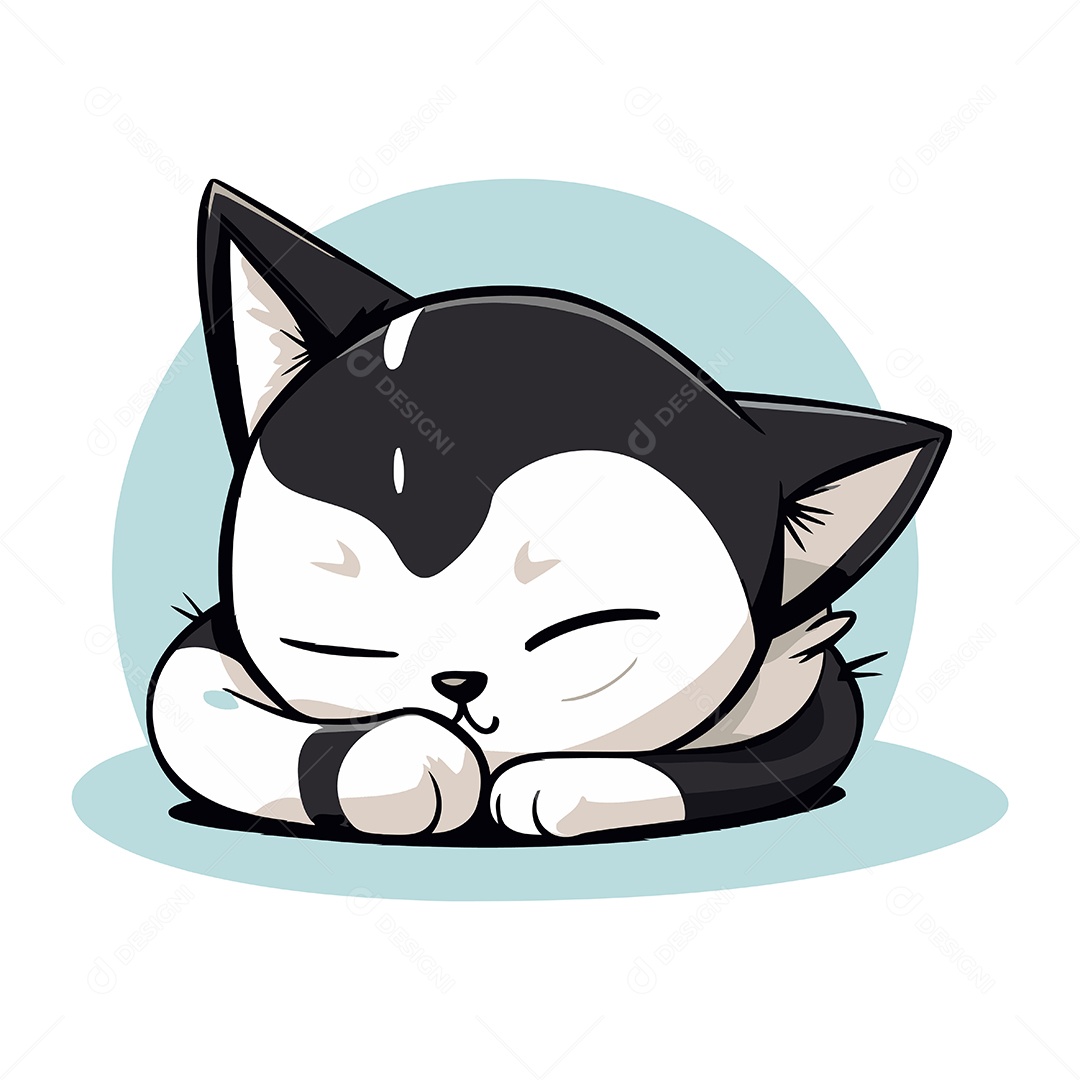 Gato de Desenho Animado Dormindo Ilustração Vetor EPS