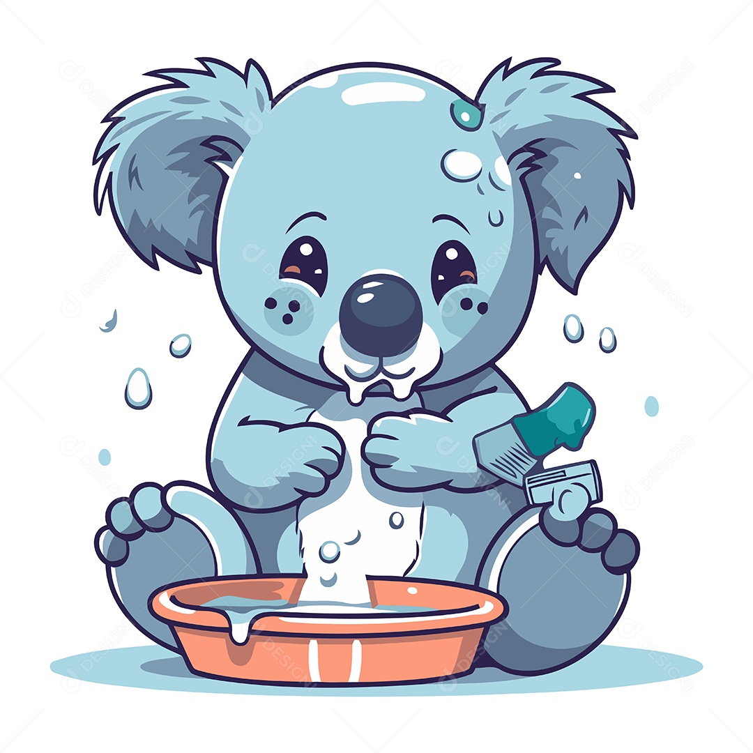 Coala se Lavando na Bacia Ilustração Vetor EPS