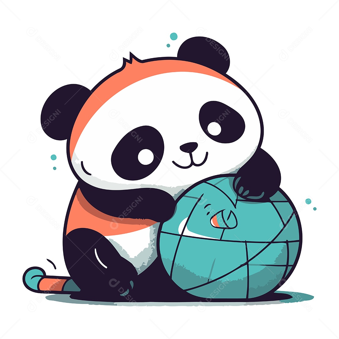 Panda Fofo de Desenho Animado Ilustração Vetor EPS