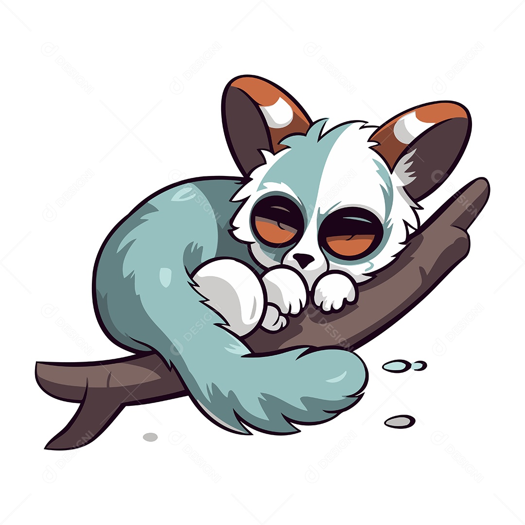 Lêmure em Um Galho de Árvore Ilustração Vetor EPS