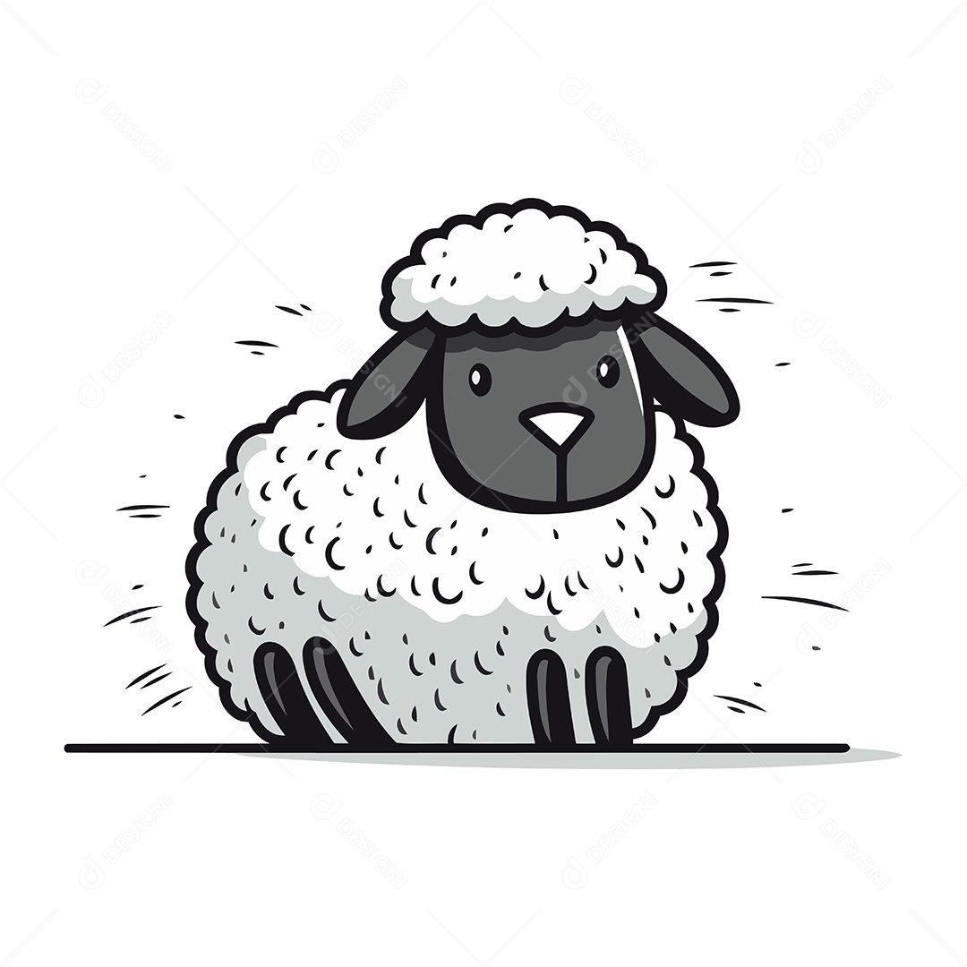 Ovelha de Desenho Animado Ilustração Vetor EPS