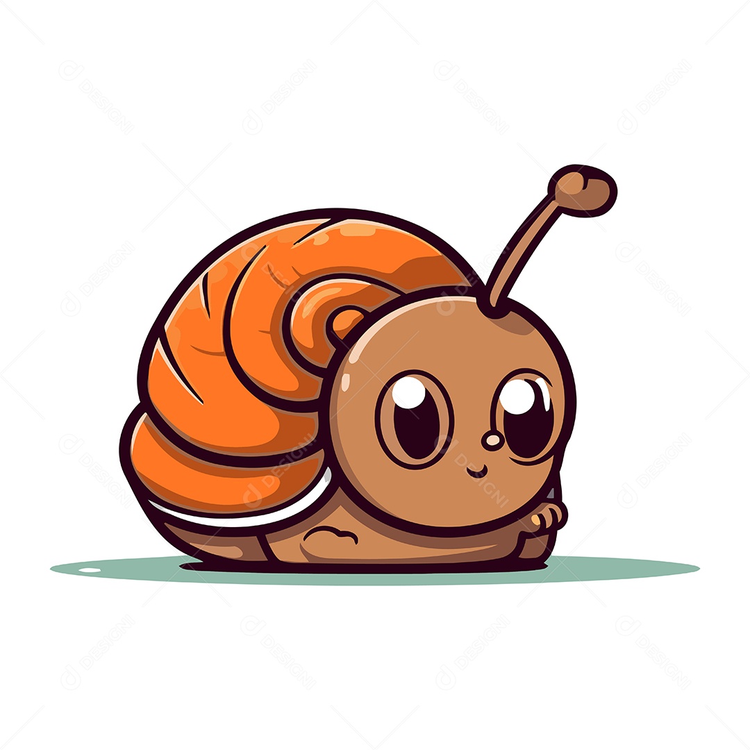 Caracol Fofo de Desenho Animado Ilustração Vetor EPS