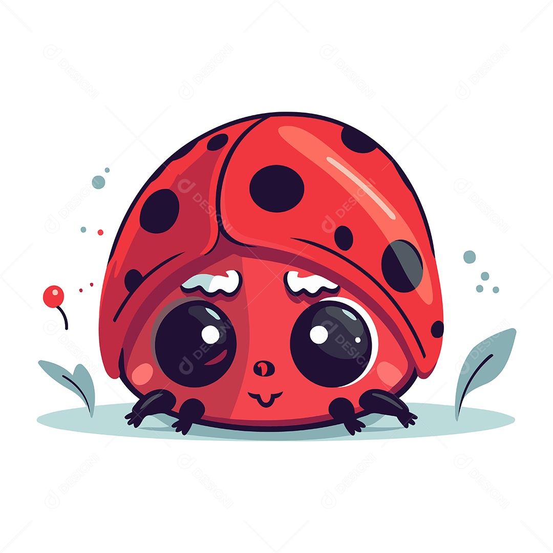 Joaninha Fofa de Desenho Animado Ilustração Vetor EPS