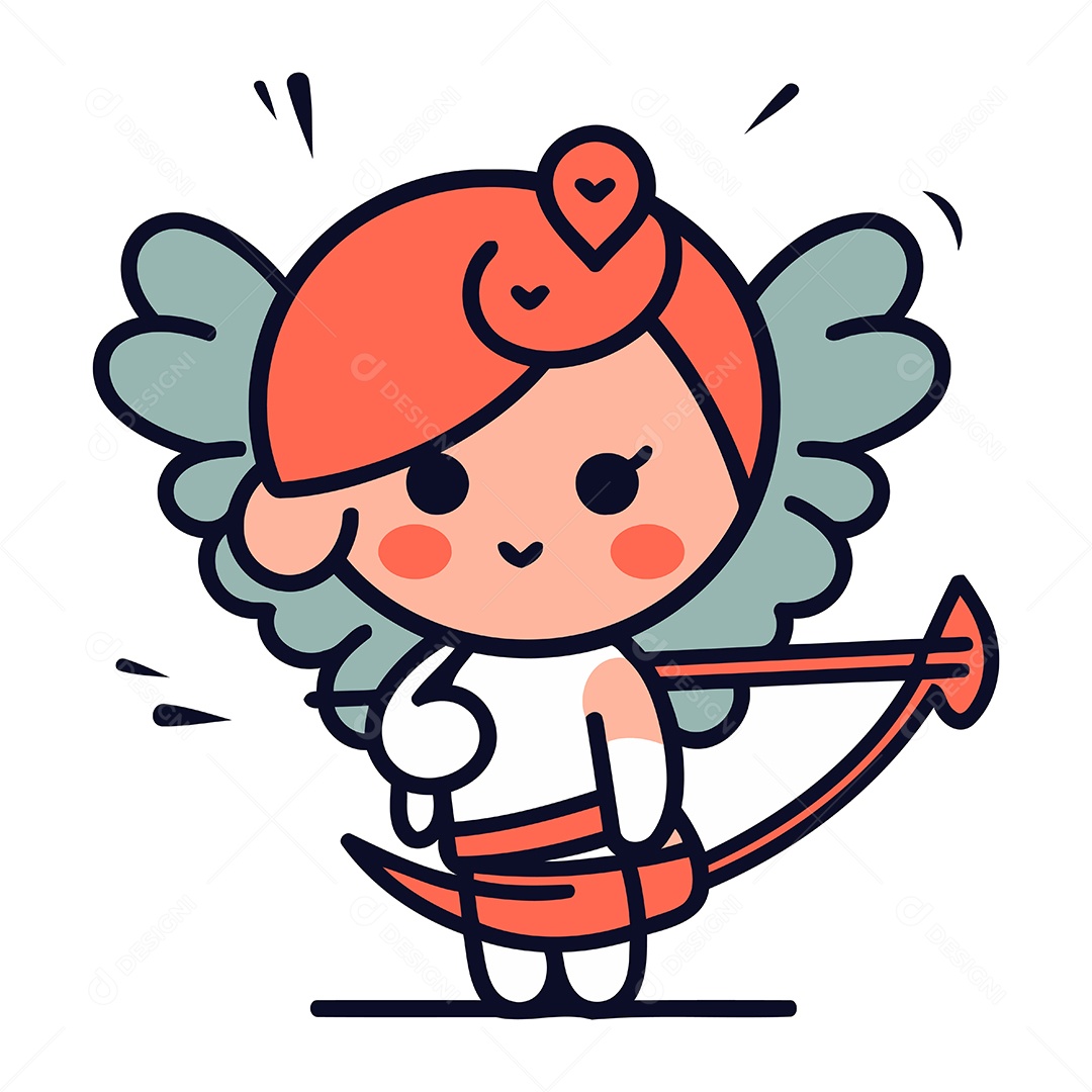 Cupido com Arco e Flecha Ilustração Vetor EPS