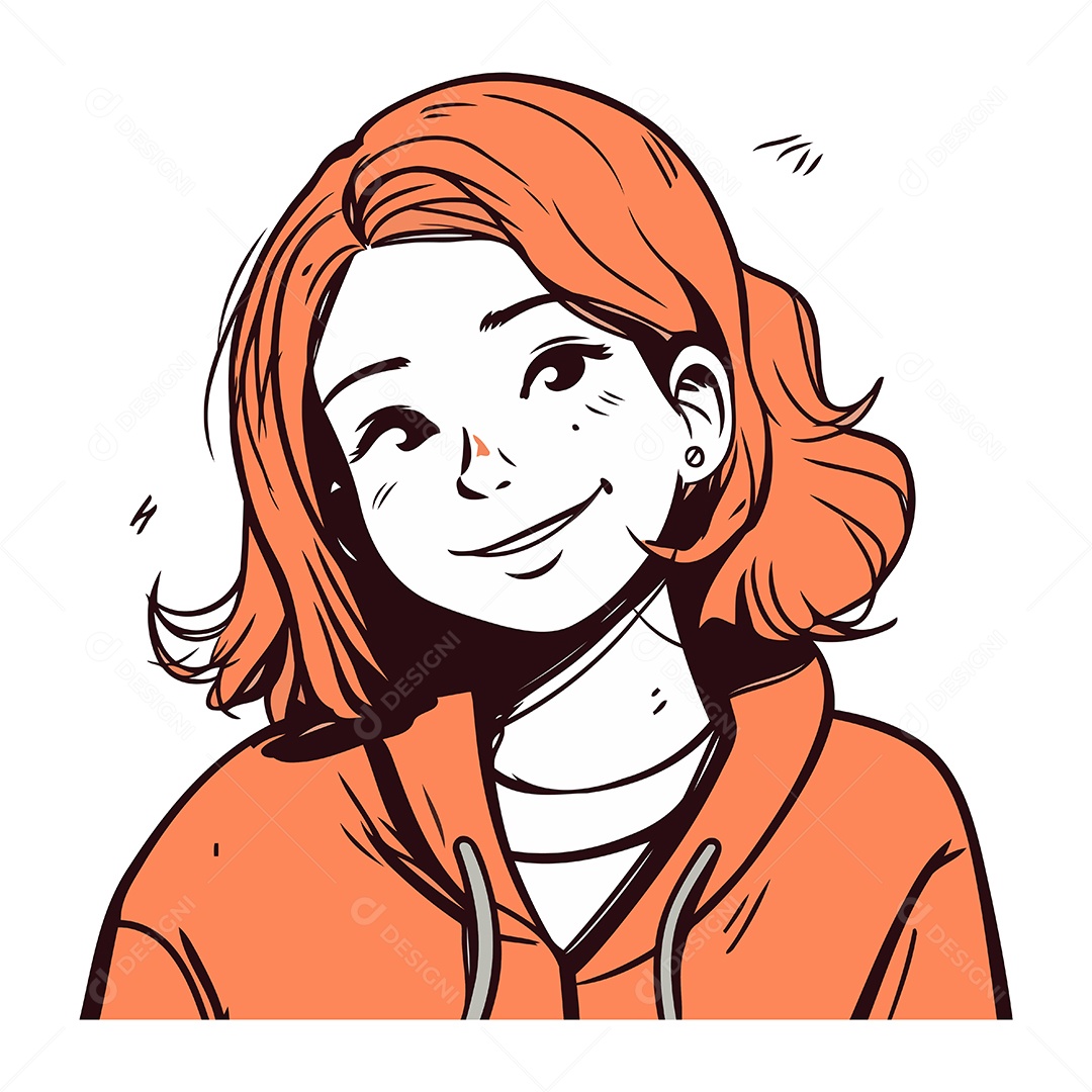 Menina Sorridente de Desenho Animado Ilustração Vetor EPS