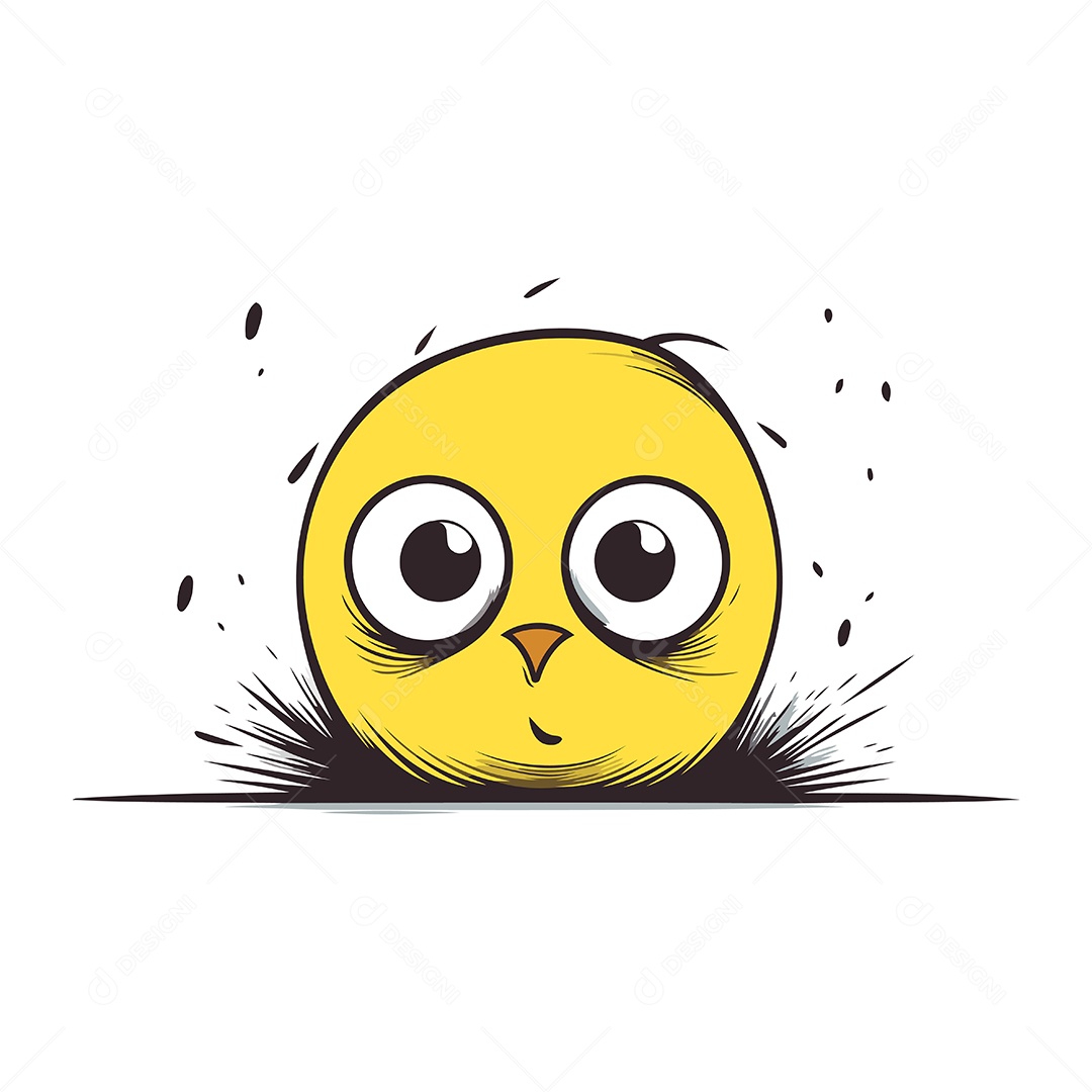 Pintinho Amarelo de Desenho Animado Ilustração Vetor EPS