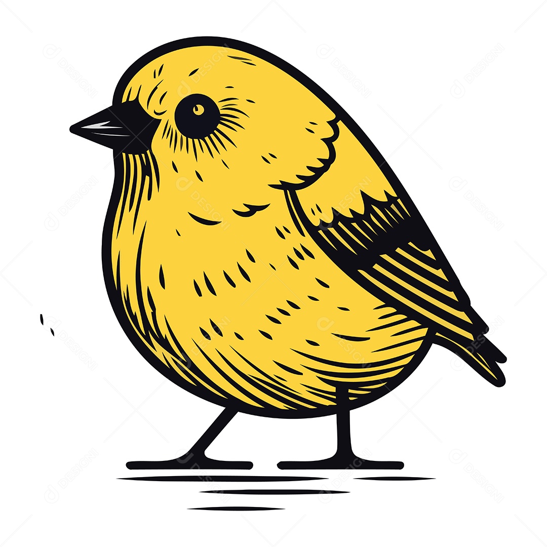 Pássaro Amarelo de Desenho Animado Ilustração Vetor EPS