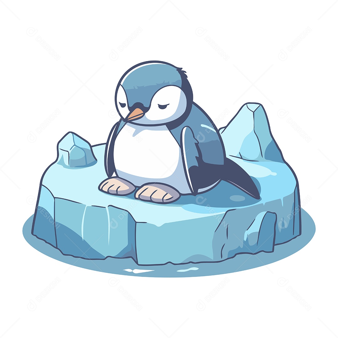 Pinguim Fofo de Desenho Animado Ilustração Vetor EPS