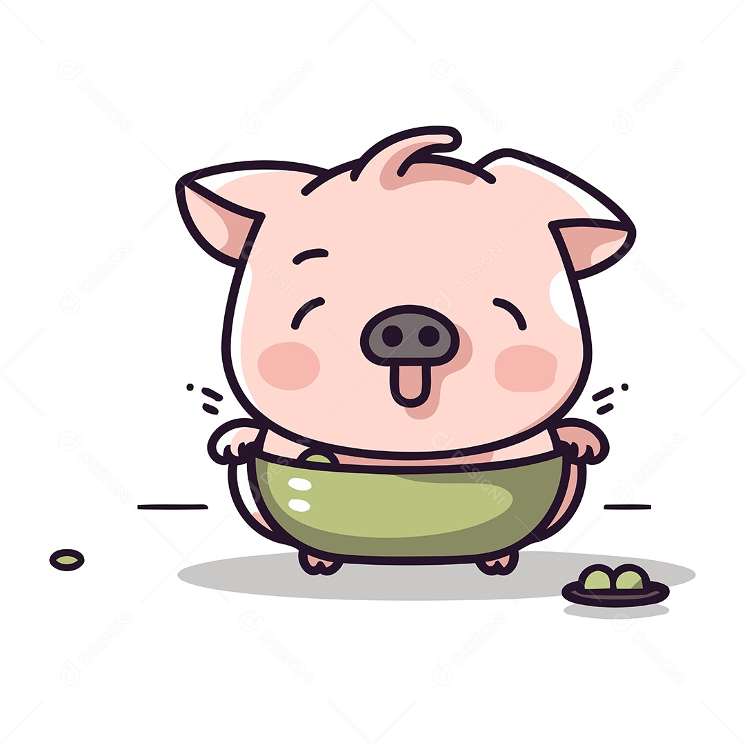 Porco em Uma Tigela Ilustração Vetor EPS