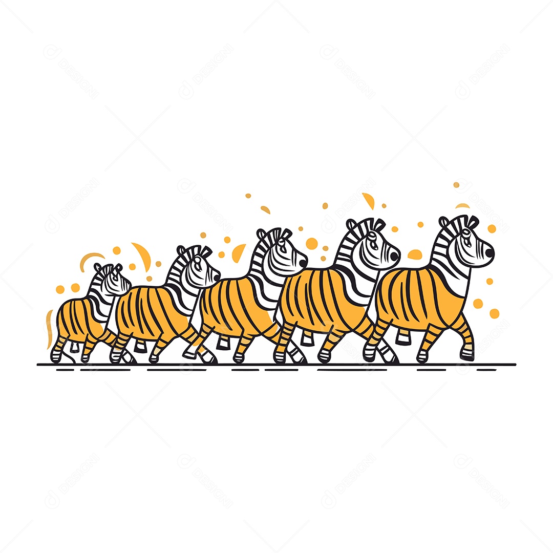 Zebras de Desenho Animado Ilustração Vetor EPS