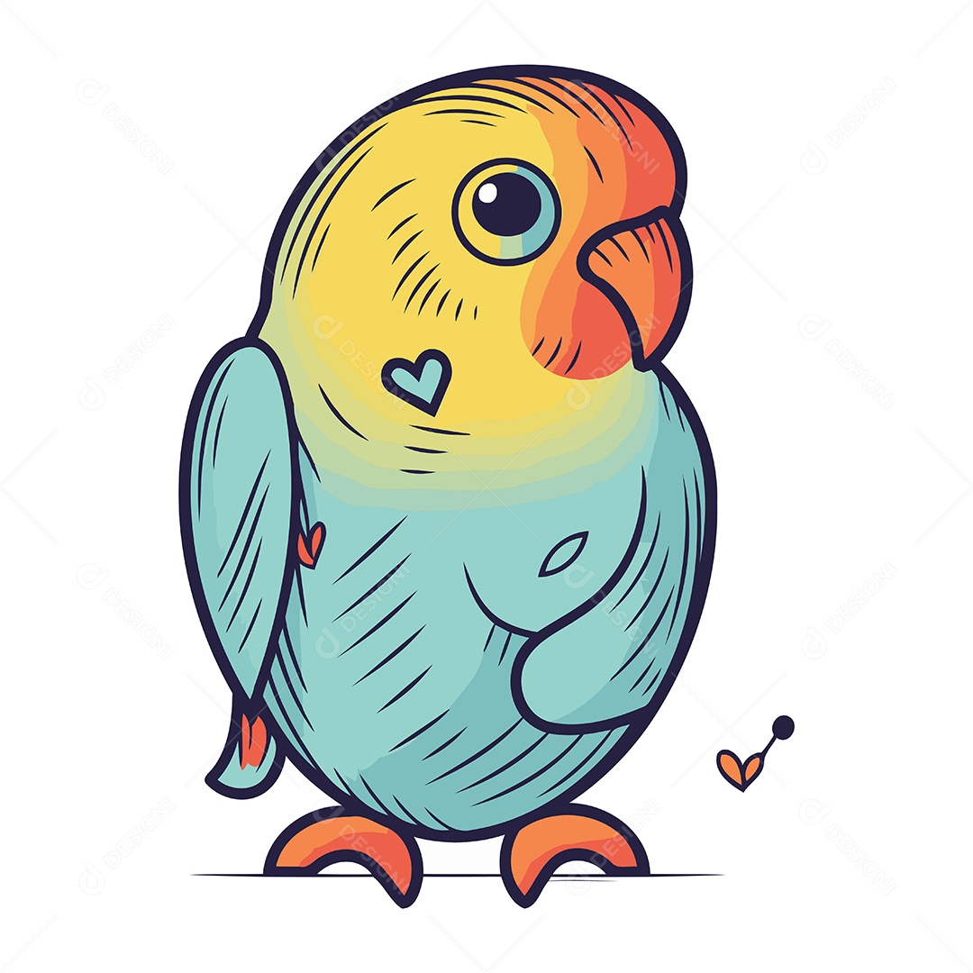 Papagaio Fofo de Desenho Animado Ilustração Vetor EPS