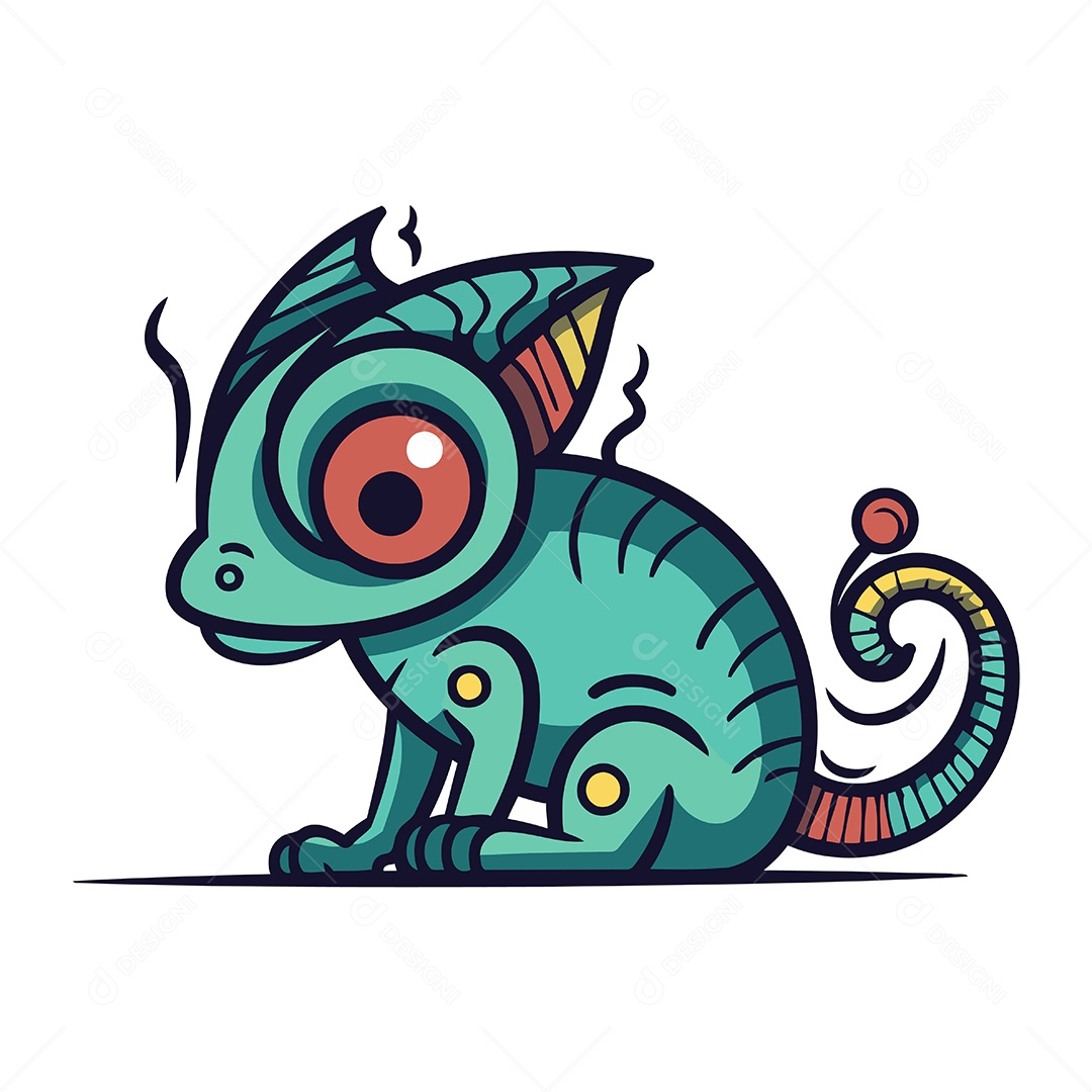 Camaleão de Desenho Animado Ilustração Vetor EPS