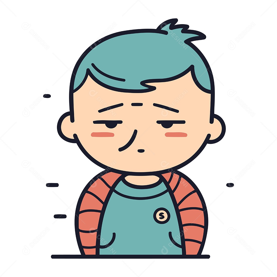 Menino Triste de Desenho Animado Ilustração Vetor EPS