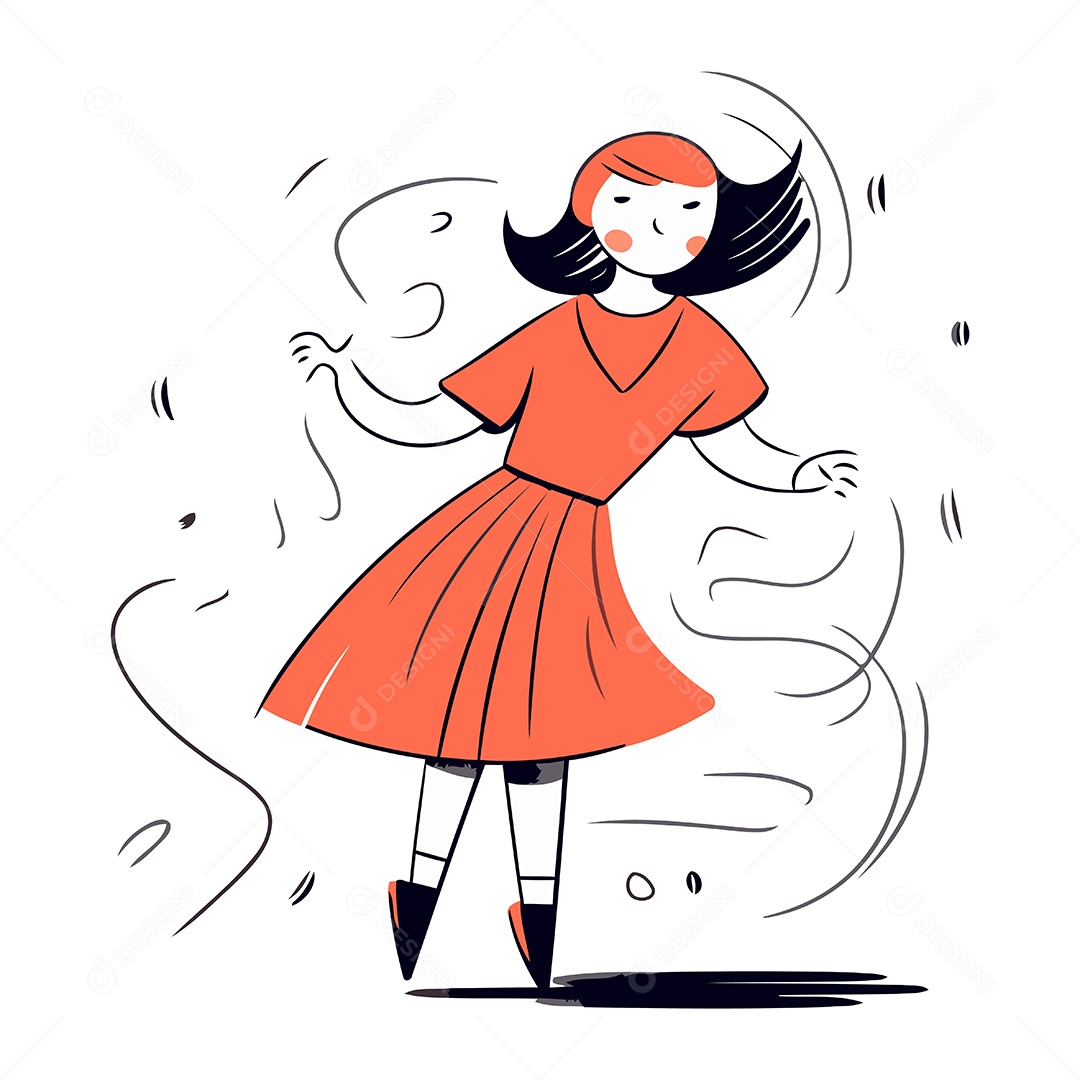 Menina de Desenho Animado com Um Vestido Ilustração Vetor EPS