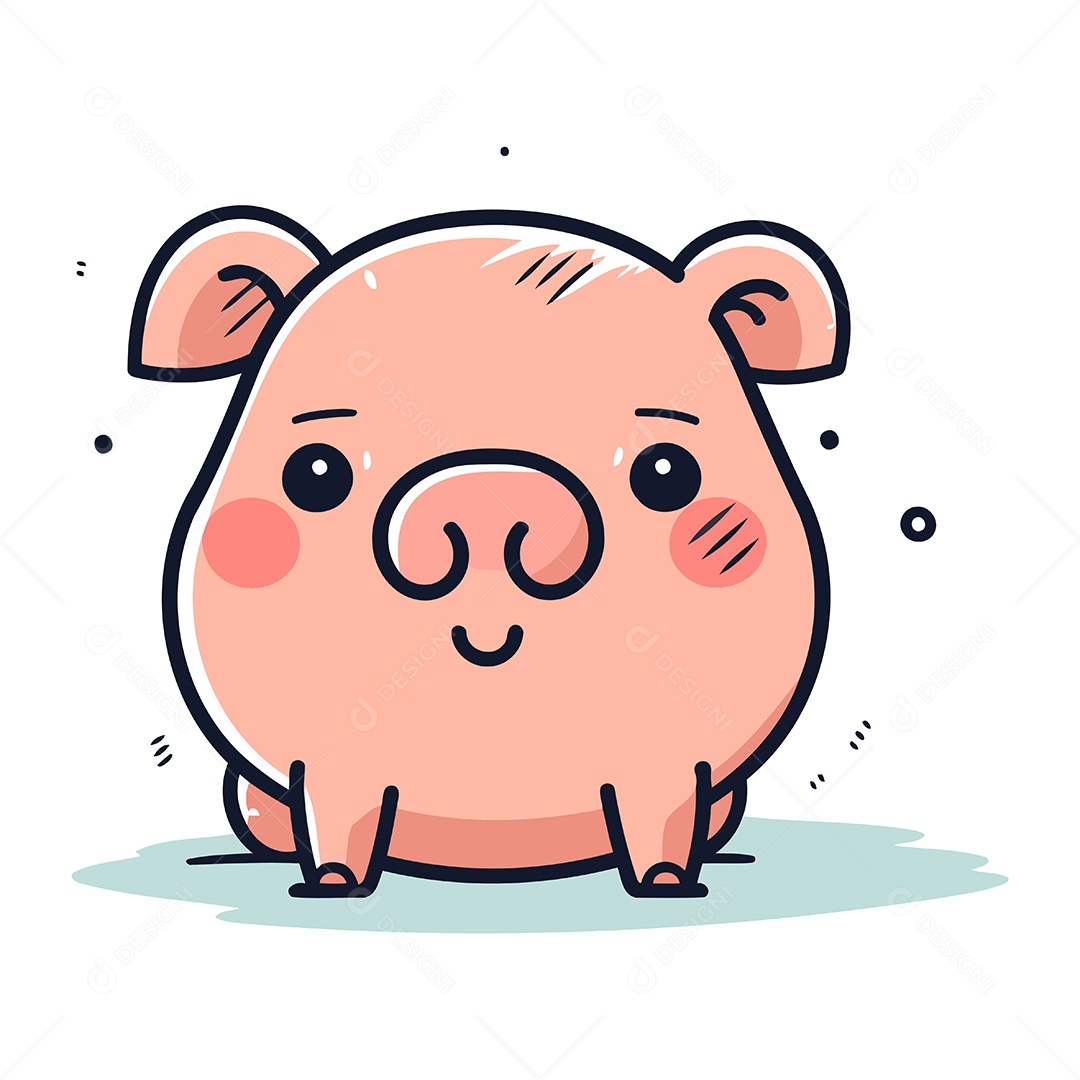 Porco de Desenho Animado Ilustração Vetor EPS