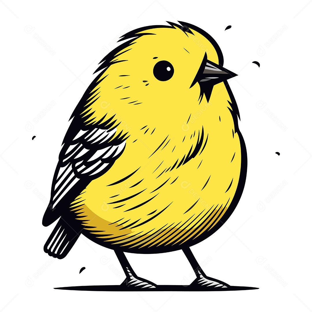 Pássaro Amarelo de Desenho Animado Ilustração Vetor EPS