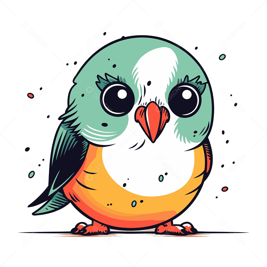 Pássaro Fofo de Desenho Animado Ilustração Vetor EPS