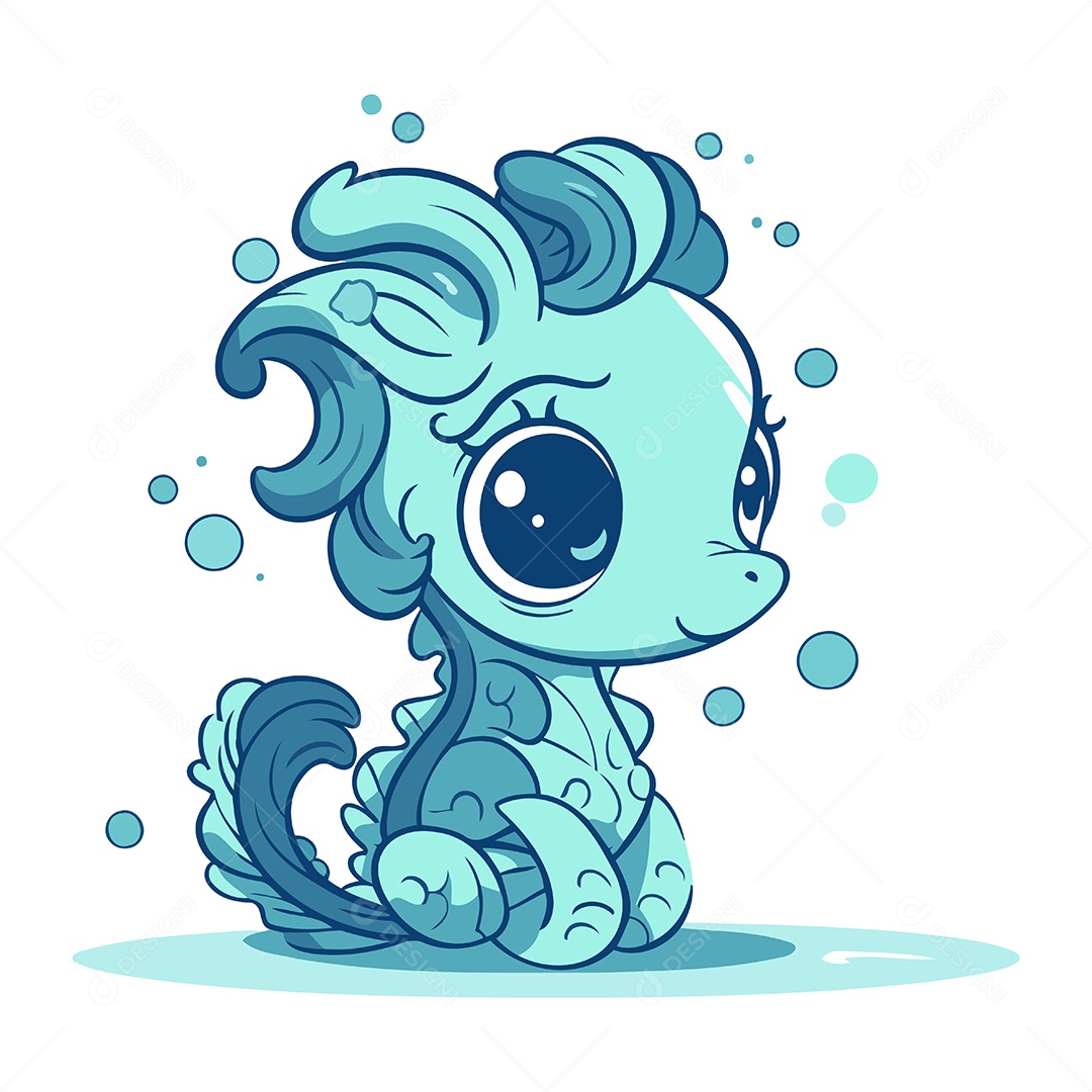 Cavalo Marinho de Desenho Animado Ilustração Vetor EPS