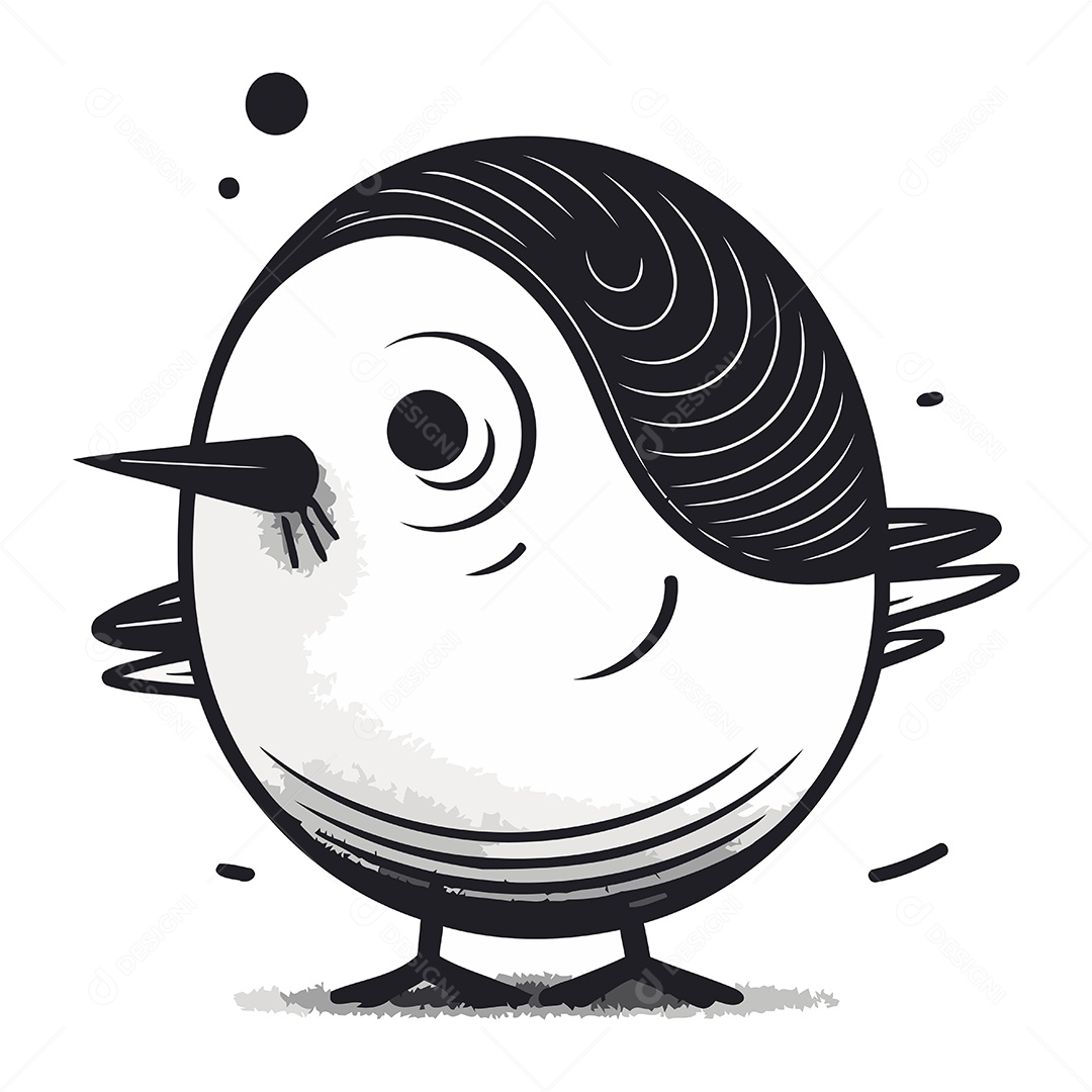 Pássaro Fofo de Desenho Animado Ilustração Vetor EPS