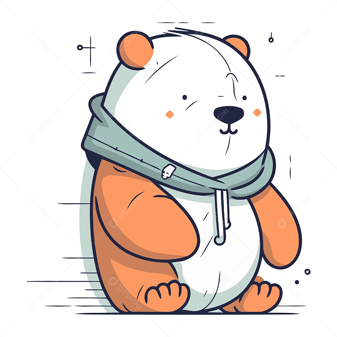 Urso Polar de Desenho Animado Ilustração Vetor EPS