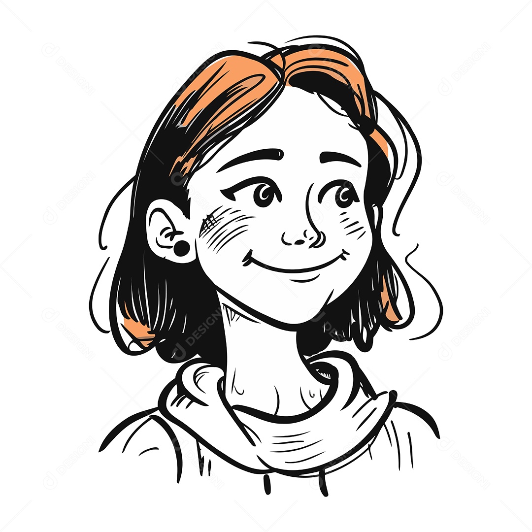 Mulher Sorridente de Desenho Animado Ilustração Vetor EPS