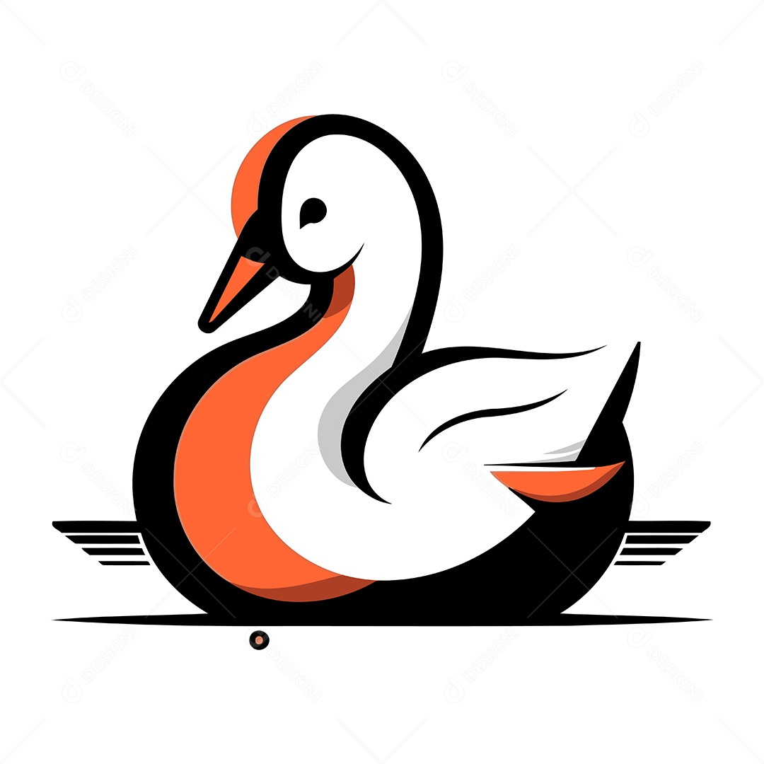 Cisne de Desenho Animado Ilustração Vetor EPS