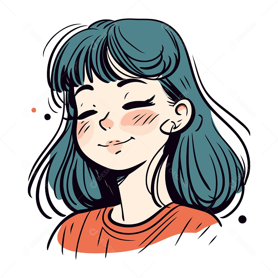 Garota Fofa de Desenho Animado Ilustração Vetor EPS