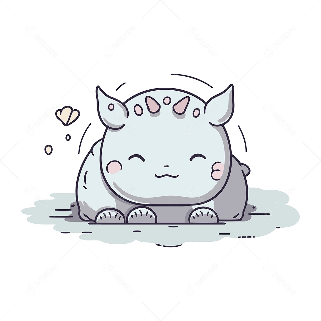 Rinoceronte de Desenho Animado Ilustração Vetor EPS