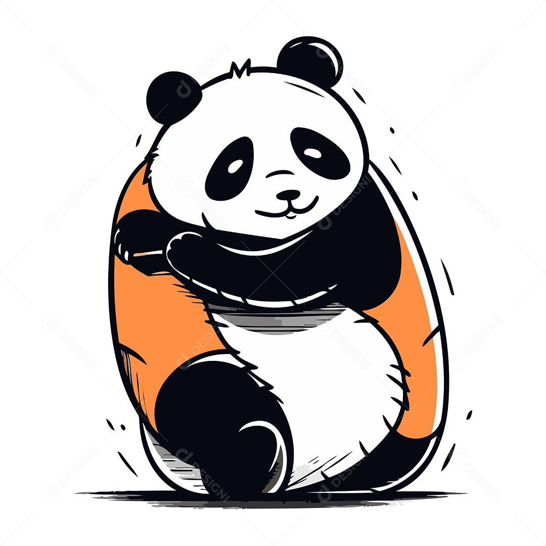 Urso Panda de Desenho Animado Ilustração Vetor EPS