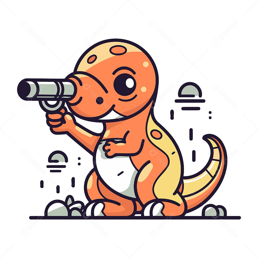 Dinossauro Segurando uma Arma na Mão Ilustração Vetor EPS
