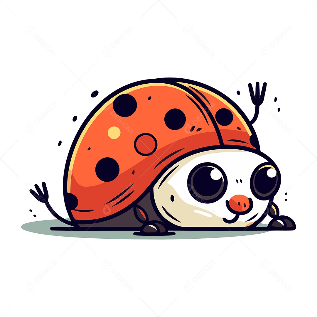 Joaninha de Desenho Animado Ilustração Vetor EPS