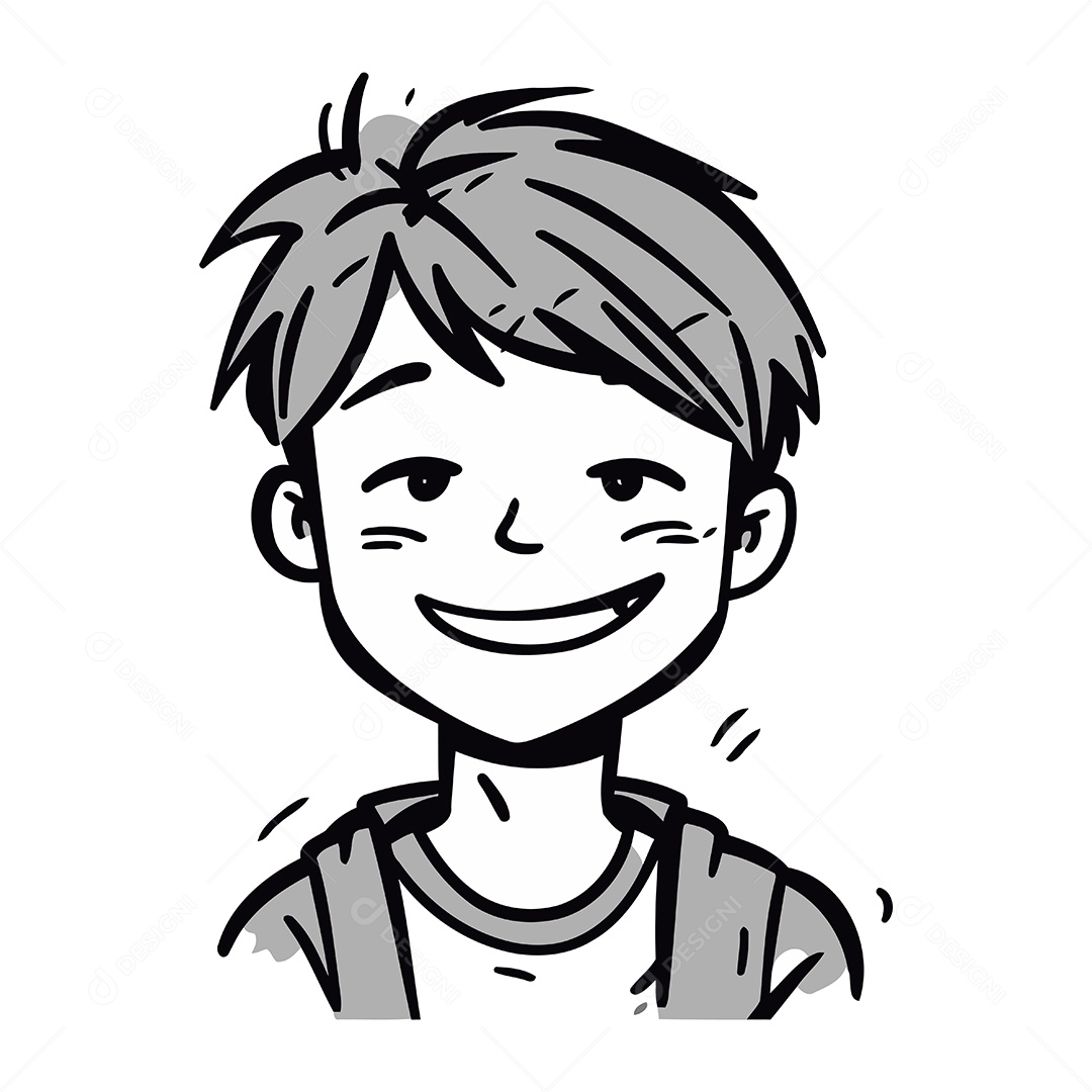 Menino Sorridente de Desenho Animado Ilustração Vetor EPS